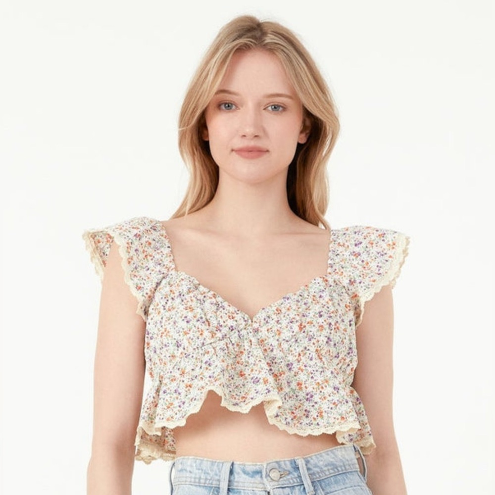 ✨Anthropologie Free the Roses Multicolor Floral Blouse Size Small